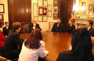 During a 2008 trip to Washington, D.C., Spruill (left of Biden) and classmates learned about the U.S. Senate first-hand.