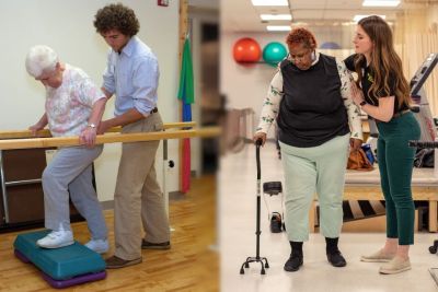 A blended photo shows clients in the clinic receiving care over the years.