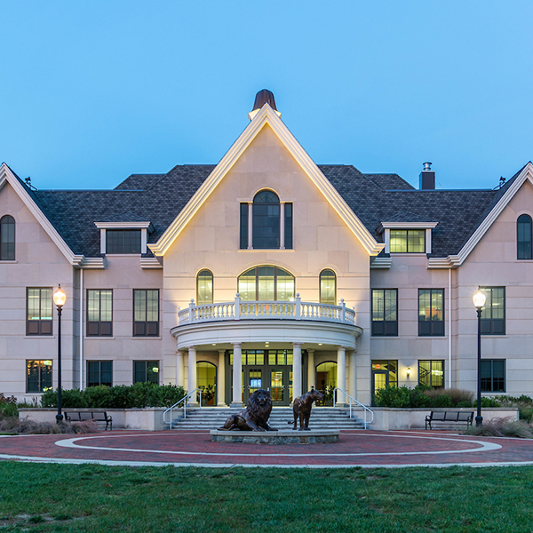 Founders Hall at Night 600x600 Founders Hall, home to Widener's School of Nursing, at dusk