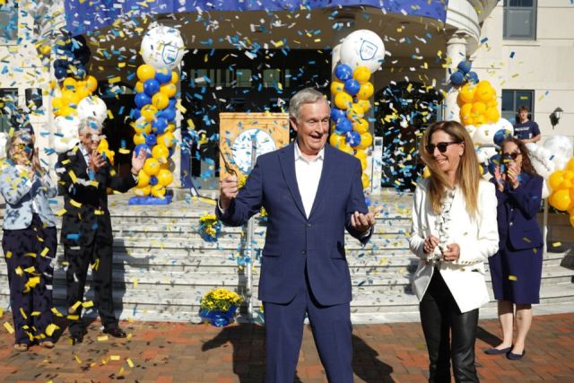 Jack and Nancy Dwyer celebrating the school of nursing during the ribbon cutting